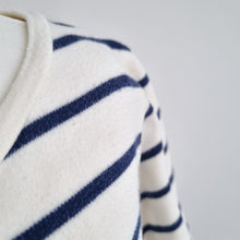 Load image into Gallery viewer, Celtic &amp; Co T-Shirt Dress Striped UK 8 Cream Navy Breton 100% Cotton Pockets
