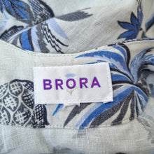 Load image into Gallery viewer, Brora Dress 100% Linen Floral Print A Line Sleeveless Blue Grey Casual Knee 18
