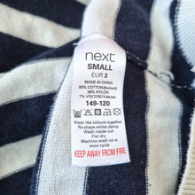 Load image into Gallery viewer, Next Striped Knit Top UK Small Navy White Fine Oversized Jumper Cotton Breton

