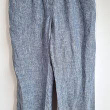Load image into Gallery viewer, White Stuff Trousers 100% Linen 10 Light Blue Pleated Elastic Waist High Rise
