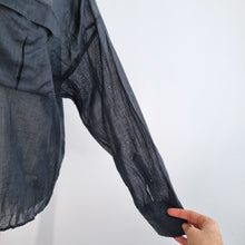 Load image into Gallery viewer, M&amp;S Autograph Blouse Black UK 22 100% Ramie Shirt Top Hi Low Semi Sheer Casual
