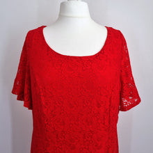 Load image into Gallery viewer, Joanna Hope Lace Dress Red UK 20 Maxi Lined Christmas Party Floral Short Sleeves
