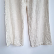 Load image into Gallery viewer, Zara Trousers Cream Wide Leg Large Raw Side Stripe High Rise Woven Tweed Pockets
