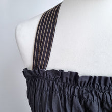 Load image into Gallery viewer, Zara Dress Midi Maxi Black Pockets Sundress 100% Cotton Shirred A Line Strap XL
