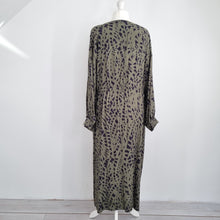 Load image into Gallery viewer, Hush Midi Dress Kaftan Khaki Green Animal Print Oversized Beach Fits up to UK 16
