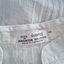 Load image into Gallery viewer, Angkor Shirt Embroidered Dragon Large Mens Cambodia White Mock Neck 100% Cotton
