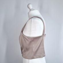 Load image into Gallery viewer, Marks &amp; Spencer Satin Crop Top Tailored Size 12 Beige Button Down Party Chic
