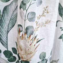 Load image into Gallery viewer, H&amp;M Maxi Dress Linen Blend Slip White Green Floral Leaf Print A Line Medium
