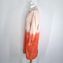 Load image into Gallery viewer, Jaded London Denim Coat Jacket Oversized Long Ombre Tie-Dye Orange Small Medium
