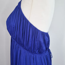 Load image into Gallery viewer, NEW Anthropologie Maxi Dress Halter Side Slit Blue Occasion Crinkle Plus 1XL
