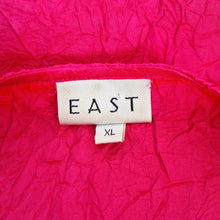 Load image into Gallery viewer, East Crinkle Blouse Pink Neon Long Sleeves Top V Neck Fuchsia Bright Size XL
