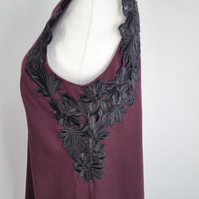 Load image into Gallery viewer, Monsoon Shift Dress Burgundy Size 18 Floral Lace Aplique Cocktail Occasion Smart

