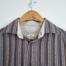 Load image into Gallery viewer, Mantaray Men&#39;s Shirt Brown Striped 100% Cotton Folk Casual Hippie Top Medium
