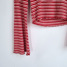 Load image into Gallery viewer, Monki Co-ord Outfit Flared Trousers Crop Top Striped Red White Jersey Medium
