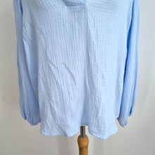 Load image into Gallery viewer, The White Company Smock Top Size 14 Muslin Light Blue Blouse 100% Organic Cotton
