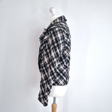 Load image into Gallery viewer, M&amp;S Per Una Tartan Jacket Blazer Wool Steampunk Short Black Lined Check Plaid 14
