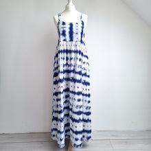 Load image into Gallery viewer, Next Maxi Dress Tie-Dye 100% Cotton Blue White Back Bow Detail Sleeveless 14
