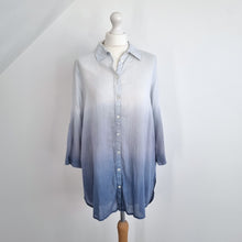 Load image into Gallery viewer, Accessorize Beach Coverup Shirt Ombré Tunic Blue 100% Cotton Tye-Die Medium
