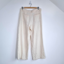 Load image into Gallery viewer, Zara Trousers Cream Wide Leg Large Raw Side Stripe High Rise Woven Tweed Pockets
