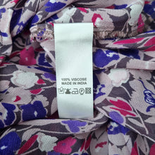 Load image into Gallery viewer, East Blouse Floral Print Peter Pan Collar Chiffon Short Sleeves Purple Lilac 18
