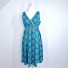 Load image into Gallery viewer, Anokhi for East Dress Midi Blue A Line 100% Cotton Block Print Sleeveless 18
