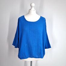 Load image into Gallery viewer, Made in Italy Linen Blend Top Blue Oversized Boxy Blouse One Size Cotton Colette
