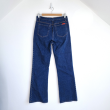 Load image into Gallery viewer, NYDJ Tummy Tuck Jeans Rhinestone Embellished Bootcut Dark Blue High Rise UK 14
