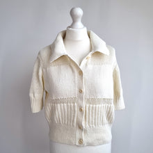 Load image into Gallery viewer, COS Cream Cardigan Short Sleeves 100% Cotton Blouse Summer Knit Buttons Large
