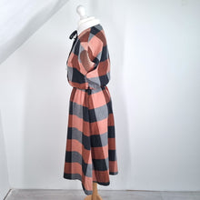 Load image into Gallery viewer, Vintage St Michael Dress 70s 80s Check Bow Collared A Line M&amp;S Shirt 8 10 12
