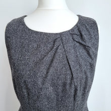 Load image into Gallery viewer, Monsoon Shift Dress Wool Blend UK 12 Sleeveless Grey Lined Work Office Tweed
