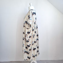 Load image into Gallery viewer, Swan Print Midi Dress Pockets WeiWei Lagenlook Cotton Viscose Casual One Size
