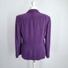 Load image into Gallery viewer, August Silk Blazer Purple UK 18 Pure Silk Jacket Open Lined Work Office Party
