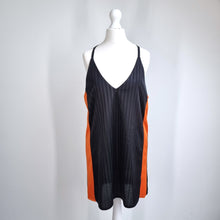 Load image into Gallery viewer, The Ragged Priest Dress Black Orange Striped Slip Small Strappy Mini District
