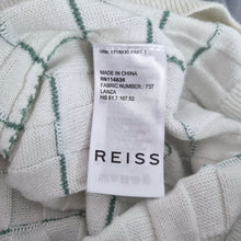 Load image into Gallery viewer, Reiss Cotton Knit Jumper Men’s Large White Green Stripe Lightweight Crew Neck
