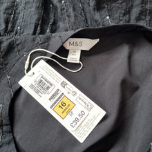 Load image into Gallery viewer, NEW M&amp;S Smock Dress Black 16 Mini Sparkly Thread Lined Tunic Babydoll Casual

