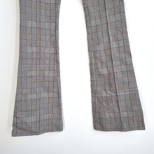 Load image into Gallery viewer, Collusion Trousers Flared Check Grey Bellbottoms Tweed Look Stretch High Rise 8
