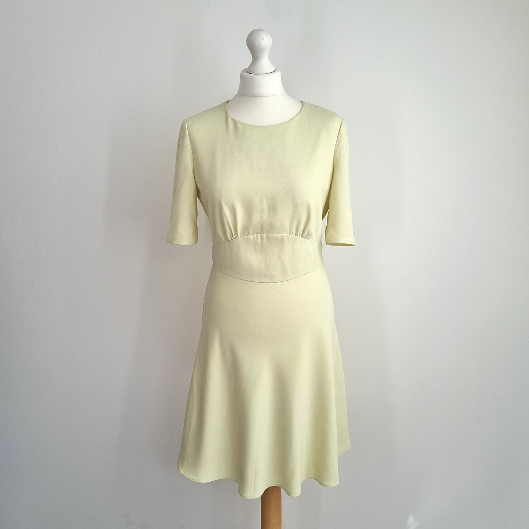 Reiss Dress Cocktail Pastel Lime Green Nipped Waist Lined Hedy Occasion Size 10