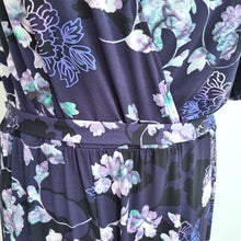 Load image into Gallery viewer, M&amp;S Per Una Jumpsuit Belted UK 20 Purple Floral Print Pockets Slit Short Sleeve
