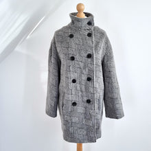 Load image into Gallery viewer, Kenzo Paris Coat Wool Mohair Grey Textured Peacoat Oversized Lined 8 10 12
