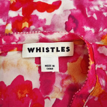 Load image into Gallery viewer, Whistles Blouse 100% Silk Pink Yellow Abstract Print Short Sleeves Top Bright 10
