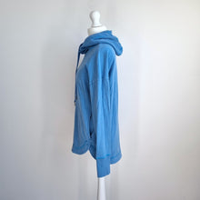 Load image into Gallery viewer, Sweaty Betty Fleece Sweatshirt  UK XS Sky Blue Cowl Pockets Thumbhole Hoodie Top
