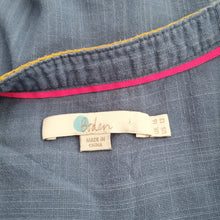 Load image into Gallery viewer, Boden Blouse Embroidered Rainbow Trim UK 16 Blue Top Buttons Cotton Long Sleeve
