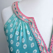 Load image into Gallery viewer, Monsoon Maxi Dress Jersey Small Ombre Blue Summer Pattern Holiday Cruise Grecian
