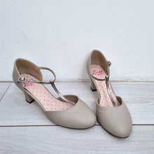 Load image into Gallery viewer, Lindy Bop Shoes T-Bar Heels UK 6 EU 39 Beige Classic Court Retro Party 50s Strap
