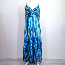 Load image into Gallery viewer, Per Una Maxi Dress 18 M&amp;S Strappy Turquoise Blue Chiffon Lined Handkerchief

