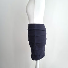 Load image into Gallery viewer, Ganni Mini Skirt Bandage Bodycon Stretch Tiered Short Dark Blue Party Club XS
