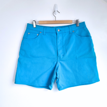 Load image into Gallery viewer, Vintage St Michael Denim Shorts UK 18 Fits 14 Turquoise Blue Stretch M&amp; Mom 90s
