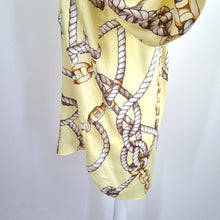 Load image into Gallery viewer, Zara Rope Print Shirt Chain Small Light Yellow Tunic Blouse Satin Long Sleeves
