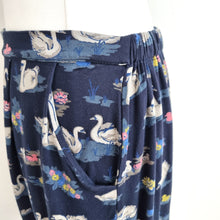 Load image into Gallery viewer, Cath Kidston Skirt Swans Print Navy Blue Pockets Shirt Mini Skater Jersey Small
