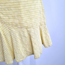 Load image into Gallery viewer, Oliver Bonas Mini Skirt UK 6 Yellow Rara Striped Lined Skater 100% Cotton Short
